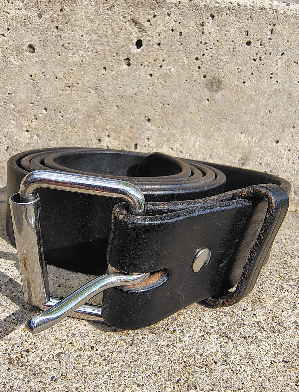Men's Size 52 Hanks Belts "The Enforcer" Heavy Duty Black Leather Belt